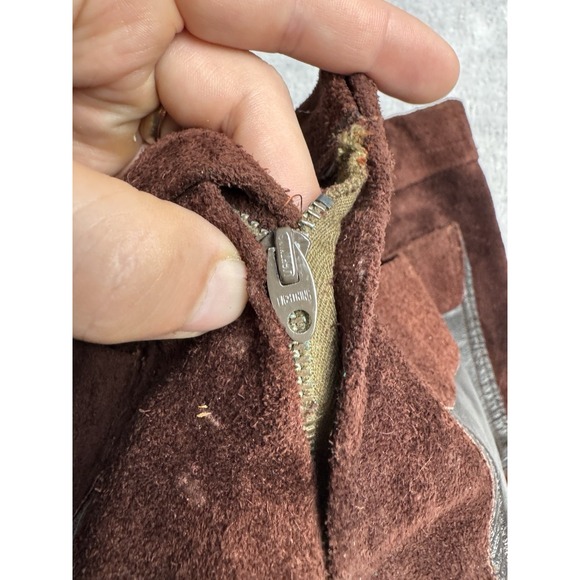 Vtg 60s 70s Suede Leather Pants Mens‎ 30x30 Brown Flared Disco Hippie Handmade - Picture 3 of 11